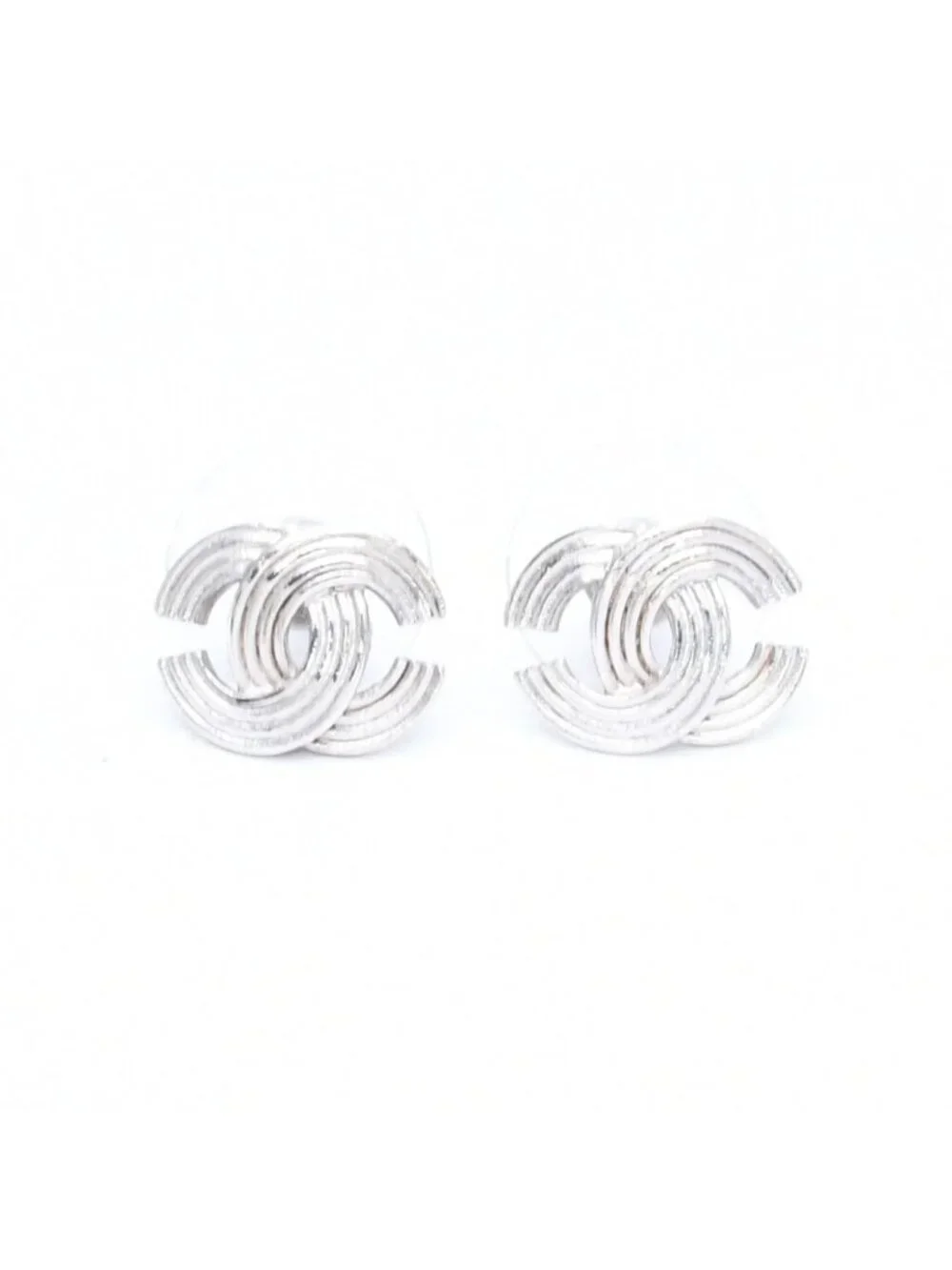 Chanel Earrings CC Logo Silver Metal